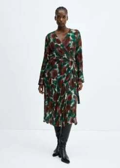 Robe Cache-cœur Plissée -Promos Mango Boutique 57058278 43 D3