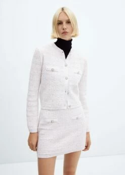 Cardigan Tweed Bouton Bijou -Promos Mango Boutique 57059088 05