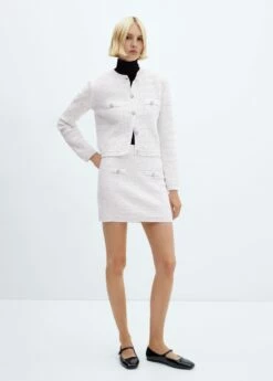 Cardigan Tweed Bouton Bijou -Promos Mango Boutique 57059088 05 99999999 01