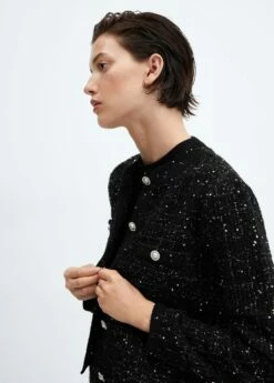 Cardigan Tweed Bouton Bijou -Promos Mango Boutique 57059088 99 D1