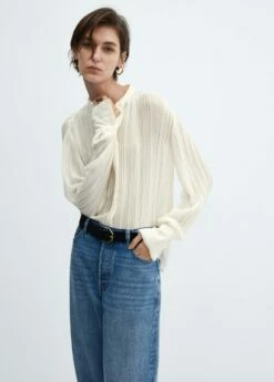 Blouse Plissée Semi-transparente
