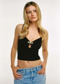 Top Maille Détail Strass -Promos Mango Boutique 57062516 99 D6