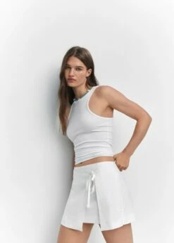 Jupe Portefeuille Lin -Promos Mango Boutique 57062881 01 D2