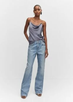 Top Satin Col Bénitier -Promos Mango Boutique 57062884 92 99999999 01