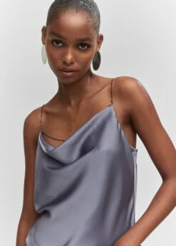 Top Satin Col Bénitier -Promos Mango Boutique 57062884 92 D1