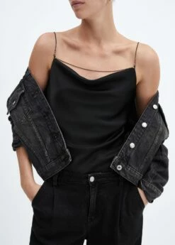 Top Satin Col Bénitier -Promos Mango Boutique 57062884 99 D6