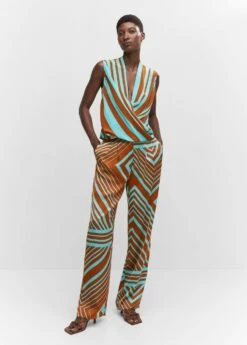 Chemisier Cache-cœur à Rayures -Promos Mango Boutique 57062889 46 99999999 01