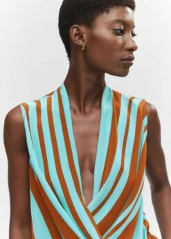 Chemisier Cache-cœur à Rayures -Promos Mango Boutique 57062889 46 D1