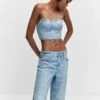 Top Style Corset En Jean Détails Brillants
