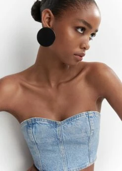 Top Style Corset En Jean Détails Brillants -Promos Mango Boutique 57062894 TM D1