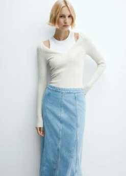 Jupe Longue En Jean Coutures 13 Jupe Longue En Jean Coutures -Promos Mango Boutique 57062896 TC D1