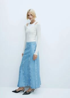 Jupe Longue En Jean Coutures 14 Jupe Longue En Jean Coutures -Promos Mango Boutique 57062896 TC D2