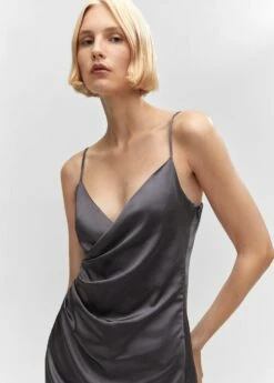 Robe Courte Drapée Cache-cœur -Promos Mango Boutique 57063805 93 D1