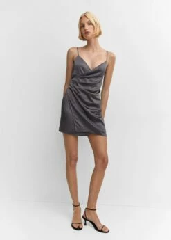 Robe Courte Drapée Cache-cœur -Promos Mango Boutique 57063805 93 D2