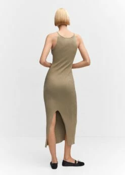 Robe Fendue Maille Côtelée -Promos Mango Boutique 57064425 37 R