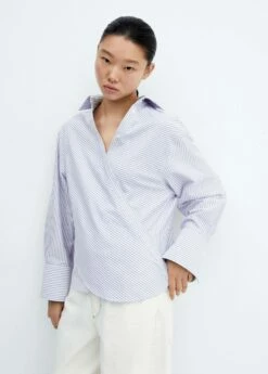 Blouse Coton Cache-cœur Rayures