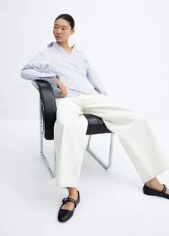 Blouse Coton Cache-cœur Rayures -Promos Mango Boutique 57065806 52 D2