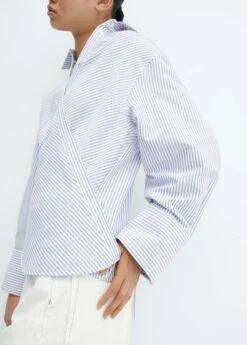 Blouse Coton Cache-cœur Rayures -Promos Mango Boutique 57065806 52 D6