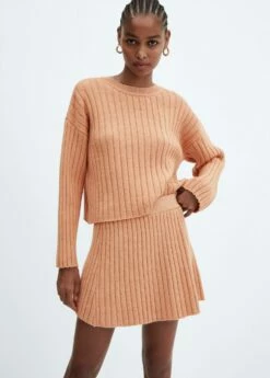 Jupe évasée Maille Côtelée -Promos Mango Boutique 57065808 26 D1