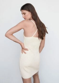 Robe Maille Détail Ajouré -Promos Mango Boutique 57072879 02 R