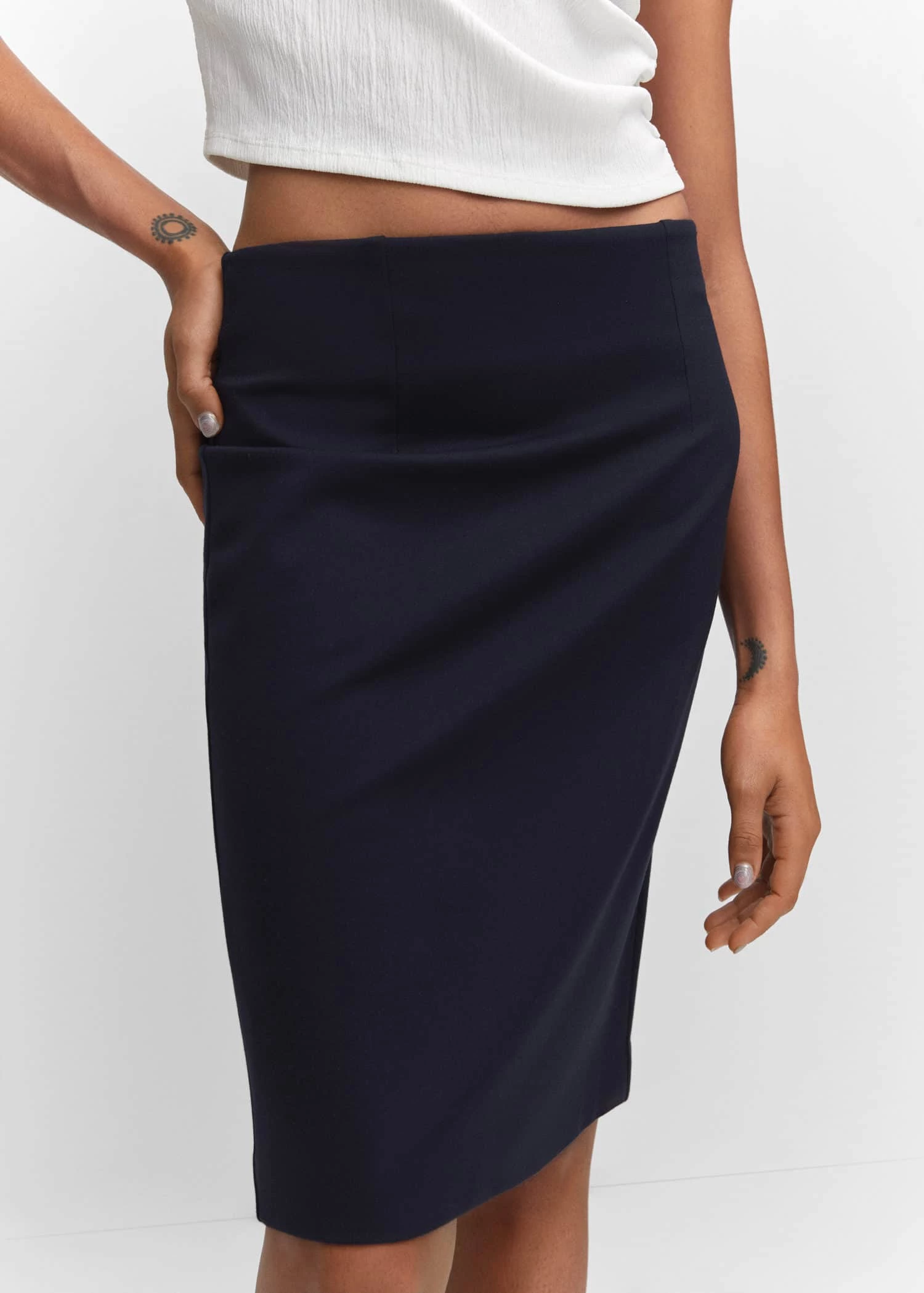 Jupe Crayon Fendue Maille Point De Rome 7 Jupe Crayon Fendue Maille Point De Rome – Image 5