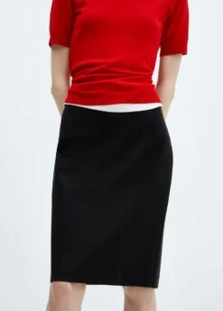 Jupe Crayon Fendue Maille Point De Rome 25 Jupe Crayon Fendue Maille Point De Rome -Promos Mango Boutique 57072885 99