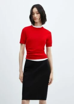 Jupe Crayon Fendue Maille Point De Rome 28 Jupe Crayon Fendue Maille Point De Rome -Promos Mango Boutique 57072885 99 D1