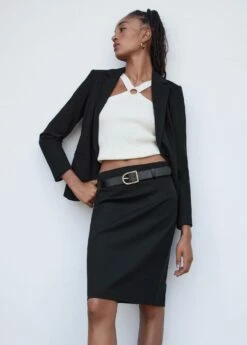 Jupe Crayon Fendue Maille Point De Rome 29 Jupe Crayon Fendue Maille Point De Rome -Promos Mango Boutique 57072885 99 D2