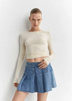 Minijupe En Jean Plissée -Promos Mango Boutique 57073808 TM D2