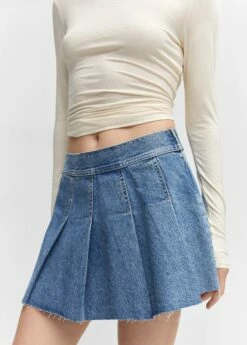 Minijupe En Jean Plissée -Promos Mango Boutique 57073808 TM D6