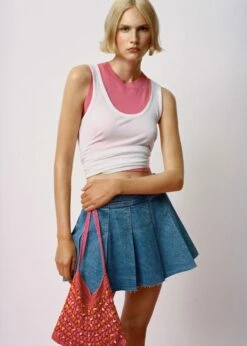 Minijupe En Jean Plissée -Promos Mango Boutique 57073808 TM D7