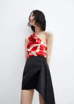 Top Satiné Imprimé Fleur Décorative -Promos Mango Boutique 57073821 70 D2