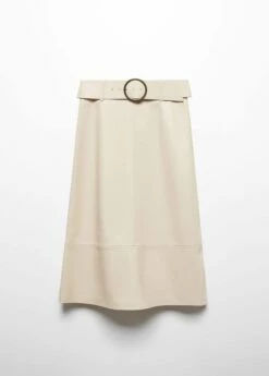 Jupe Midi Ceinture Similicuir -Promos Mango Boutique 57075965 05 B
