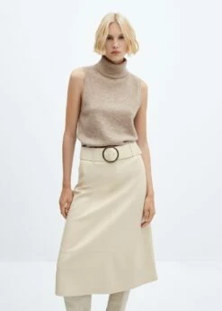 Jupe Midi Ceinture Similicuir -Promos Mango Boutique 57075965 05 D1