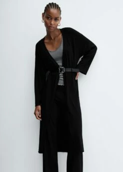Cardigan Long Maille Fine -Promos Mango Boutique 57076308 99 D2