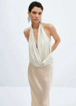 Jupe Extra Longue Satinée -Promos Mango Boutique 57079122 08 D1