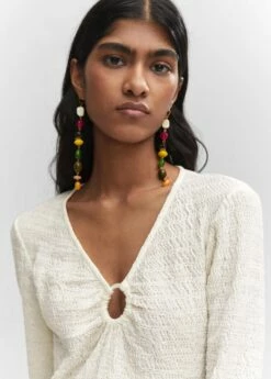 Robe Texturée Détail Anneau -Promos Mango Boutique 57081174 05 D1