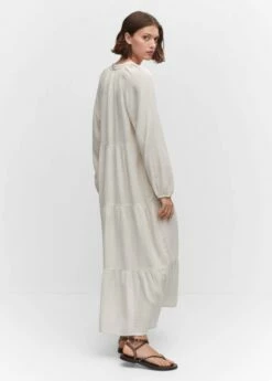Robe Maxi Coton Col V -Promos Mango Boutique 57082878 05 R
