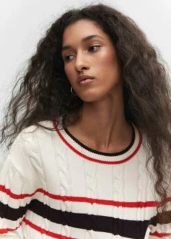 Pull-over Torsades Détail Rayures -Promos Mango Boutique 57083794 05 D1