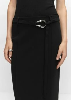 Jupe Fendue Ceinture -Promos Mango Boutique 57083809 99 D6