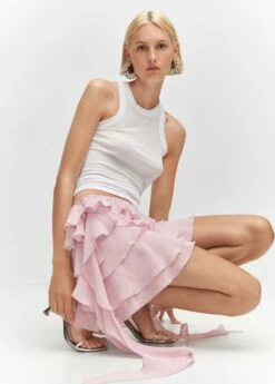 Jupe Gaze Volants -Promos Mango Boutique 57084433 83 D2