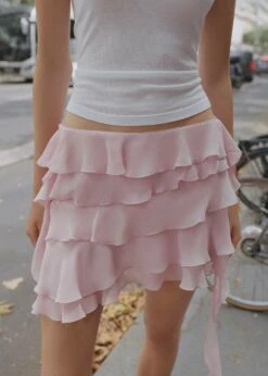 Jupe Gaze Volants -Promos Mango Boutique 57084433 83 D7