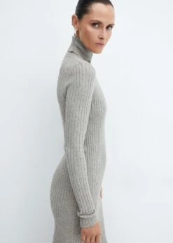 Robe Midi Maille Côtelée Col Montant -Promos Mango Boutique 57087730 91 D2