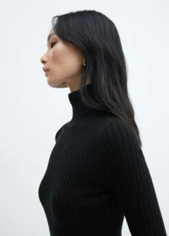 Robe Midi Maille Côtelée Col Montant -Promos Mango Boutique 57087730 99 D1