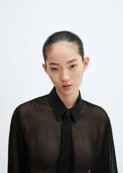 Chemise Cravate Détails Satinés -Promos Mango Boutique 57087757 99 D1