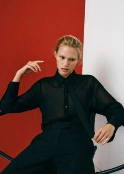 Chemise Cravate Détails Satinés -Promos Mango Boutique 57087757 99 D6