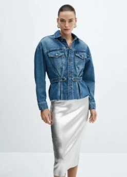 Jupe Midi Métallisée 12 Jupe Midi Métallisée -Promos Mango Boutique 57089119 PL D1