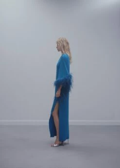 Robe Satinée Asymétrique Plumes -Promos Mango Boutique 57091172 52 D2