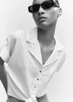 Chemise Lin Nœud -Promos Mango Boutique 57092891 01 D1