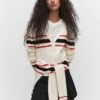 Cardigan Maille Torsadée Rayures -Promos Mango Boutique 57093794 05